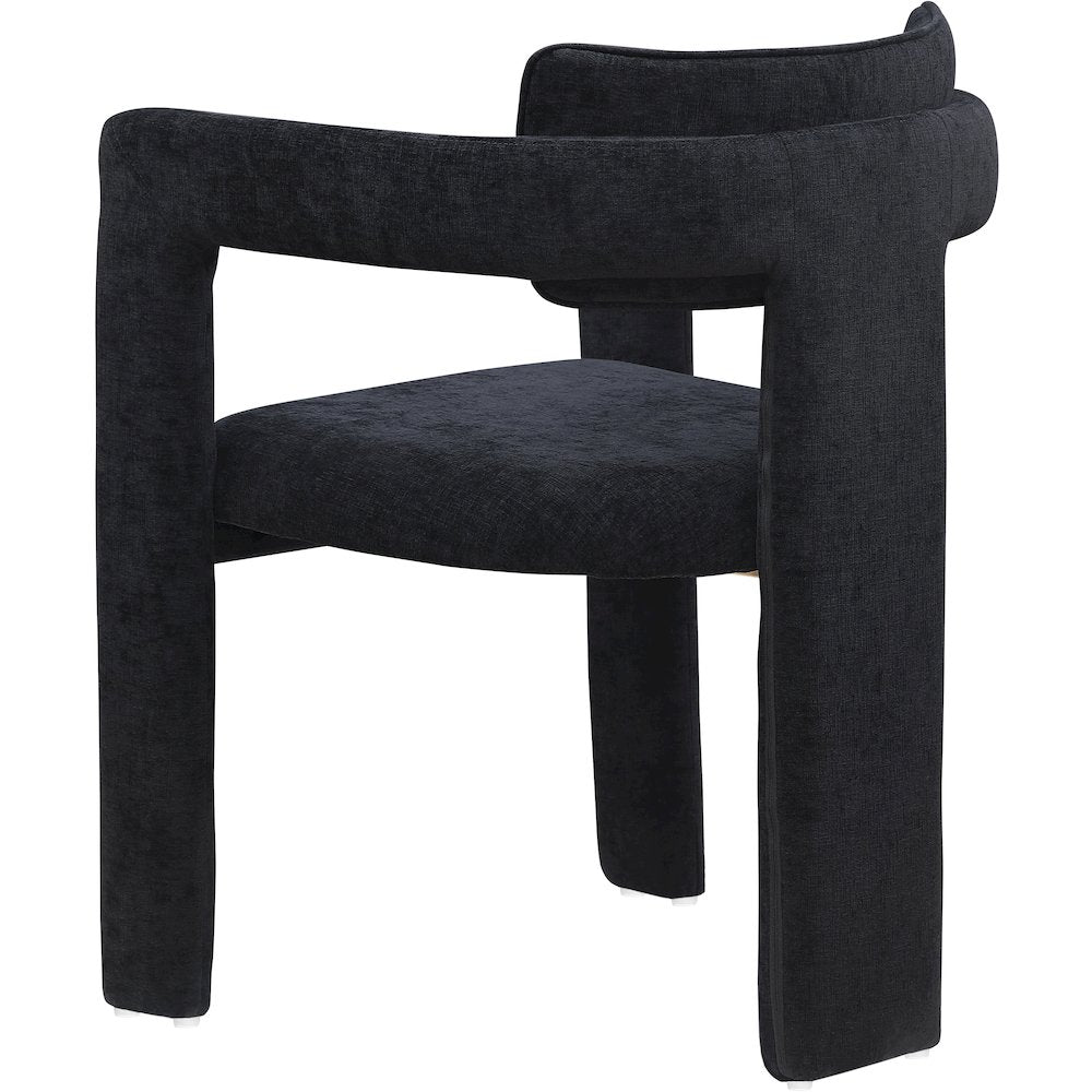 Brenda Black Chenille Fabric Dining Chair, Set of 2