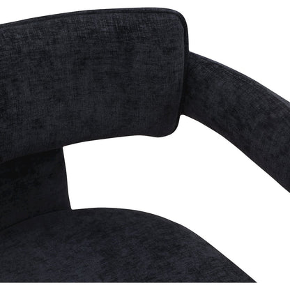Brenda Black Chenille Fabric Dining Chair, Set of 2