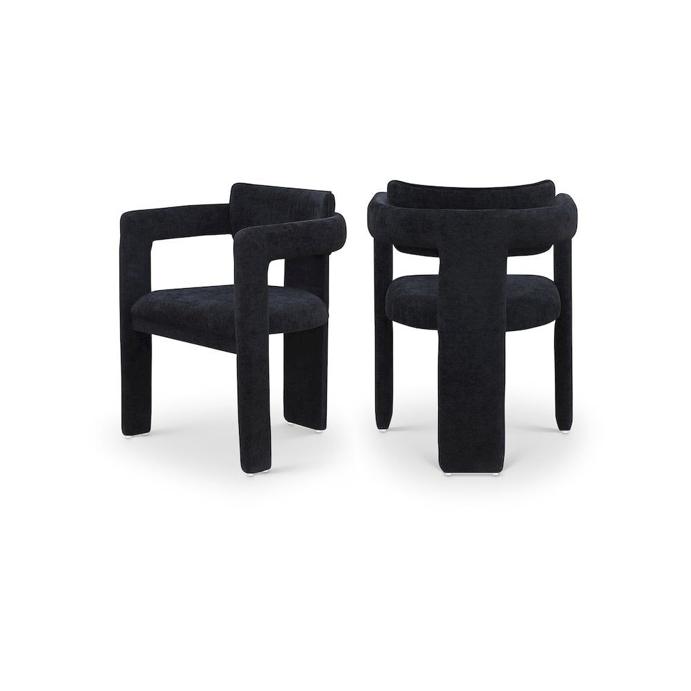 Brenda Black Chenille Fabric Dining Chair, Set of 2