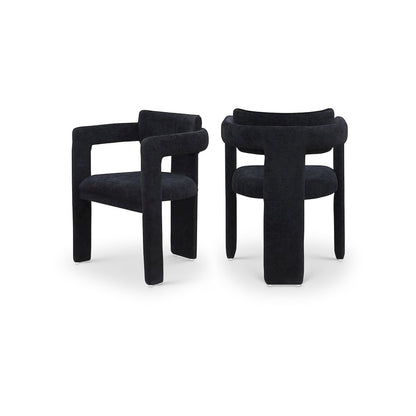 Brenda Black Chenille Fabric Dining Chair, Set of 2