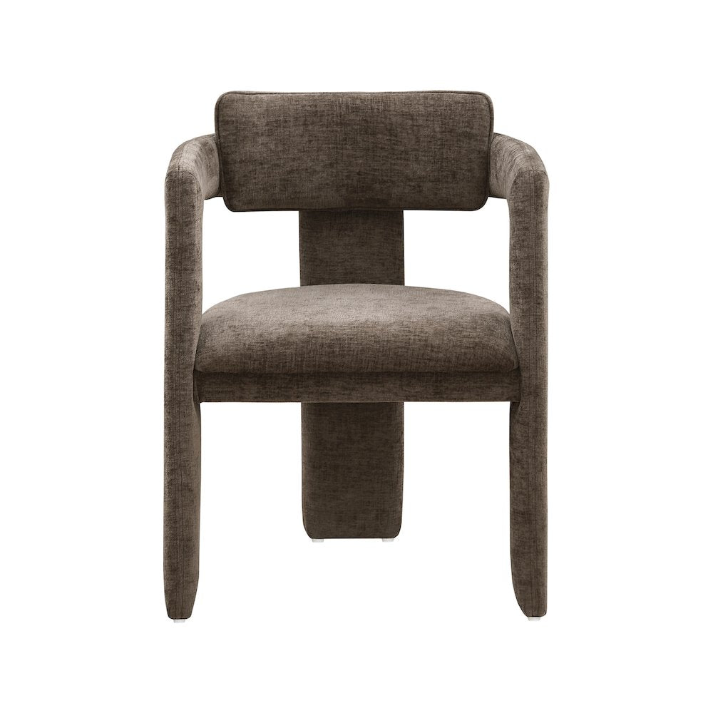 Brenda Brown Chenille Fabric Dining Chair, Set of 2