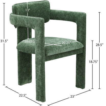 Brenda Green Chenille Fabric Dining Chair, Set of 2