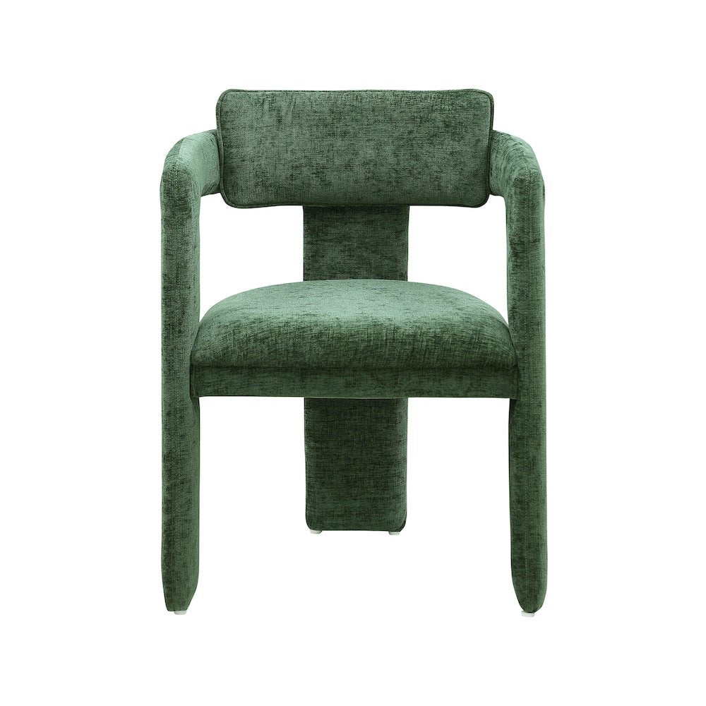 Brenda Green Chenille Fabric Dining Chair, Set of 2