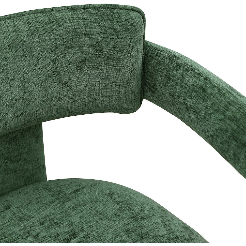 Brenda Green Chenille Fabric Dining Chair, Set of 2
