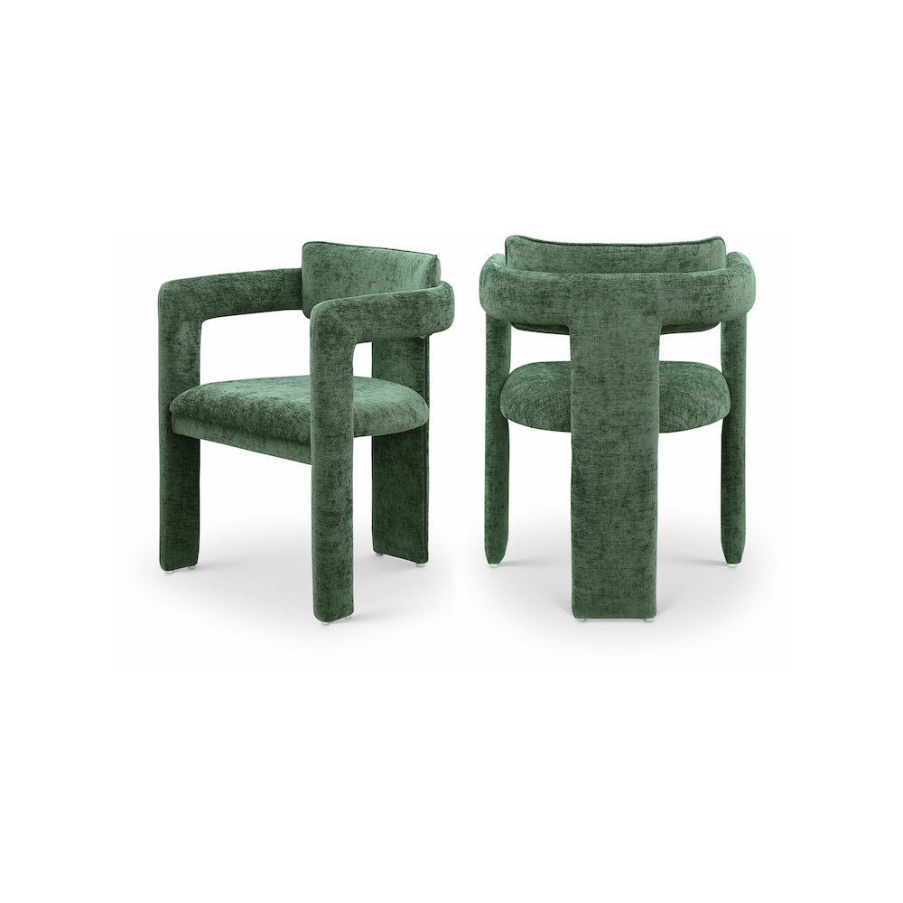 Brenda Green Chenille Fabric Dining Chair, Set of 2