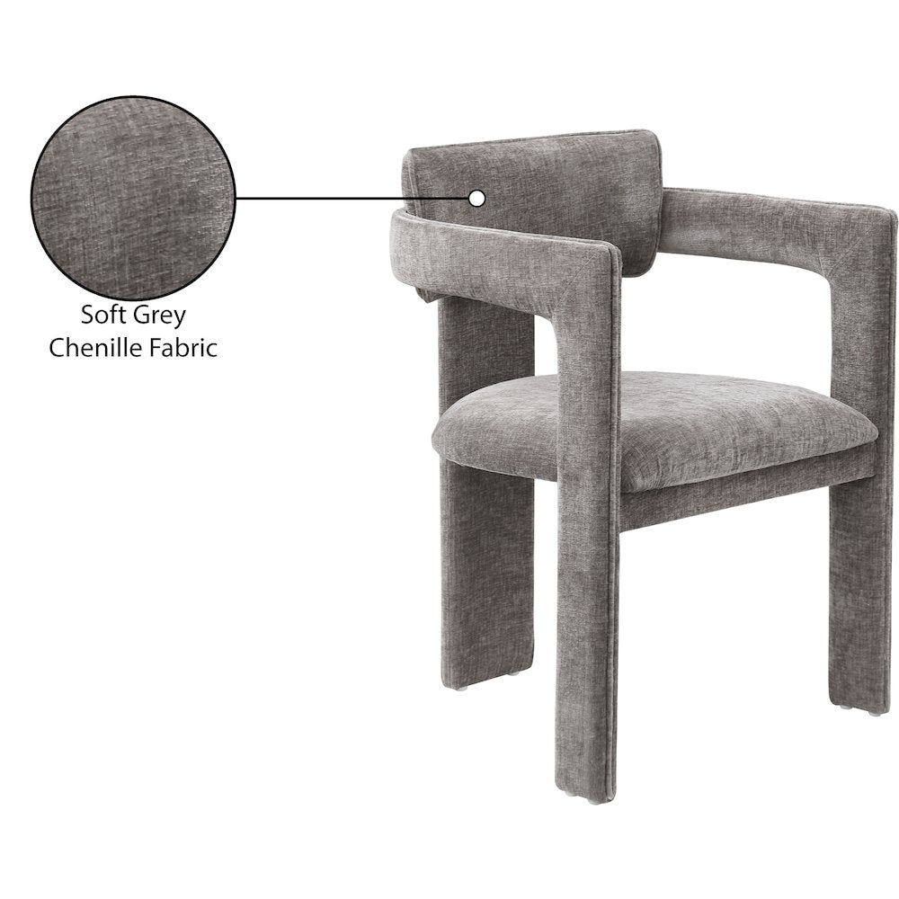 Brenda Grey Chenille Fabric Dining Chair, Set of 2