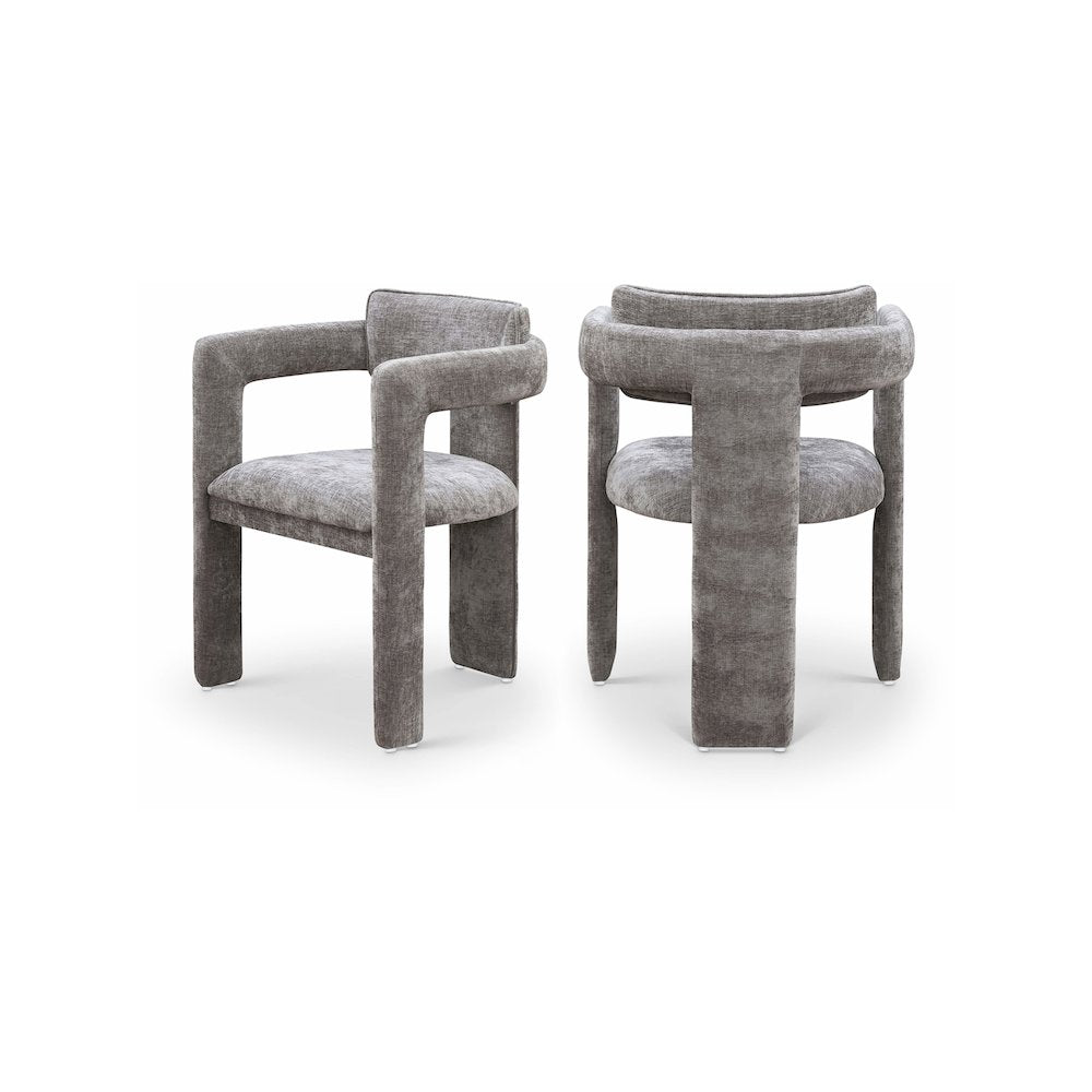 Brenda Grey Chenille Fabric Dining Chair, Set of 2