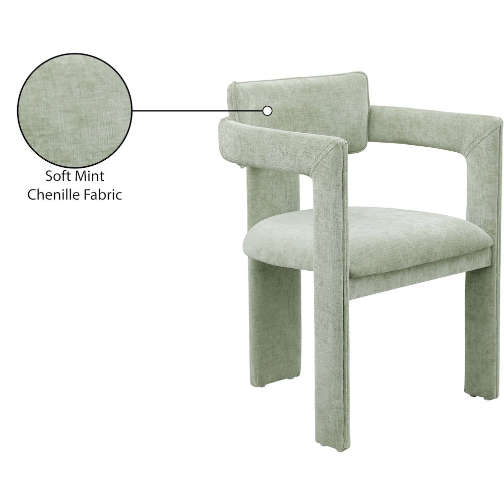 Brenda Mint Chenille Fabric Dining Chair, Set of 2