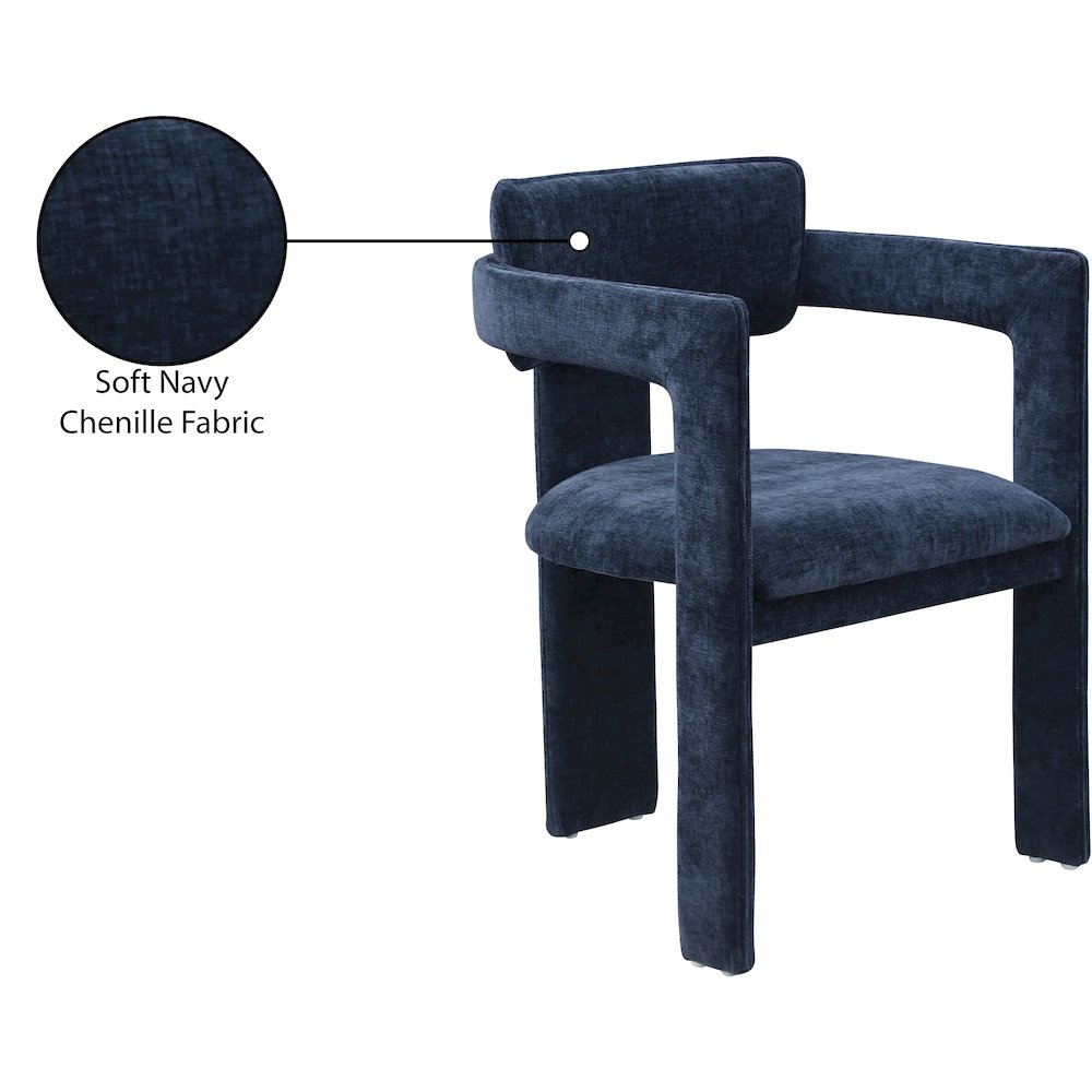 Brenda Navy Chenille Fabric Dining Chair, Set of 2