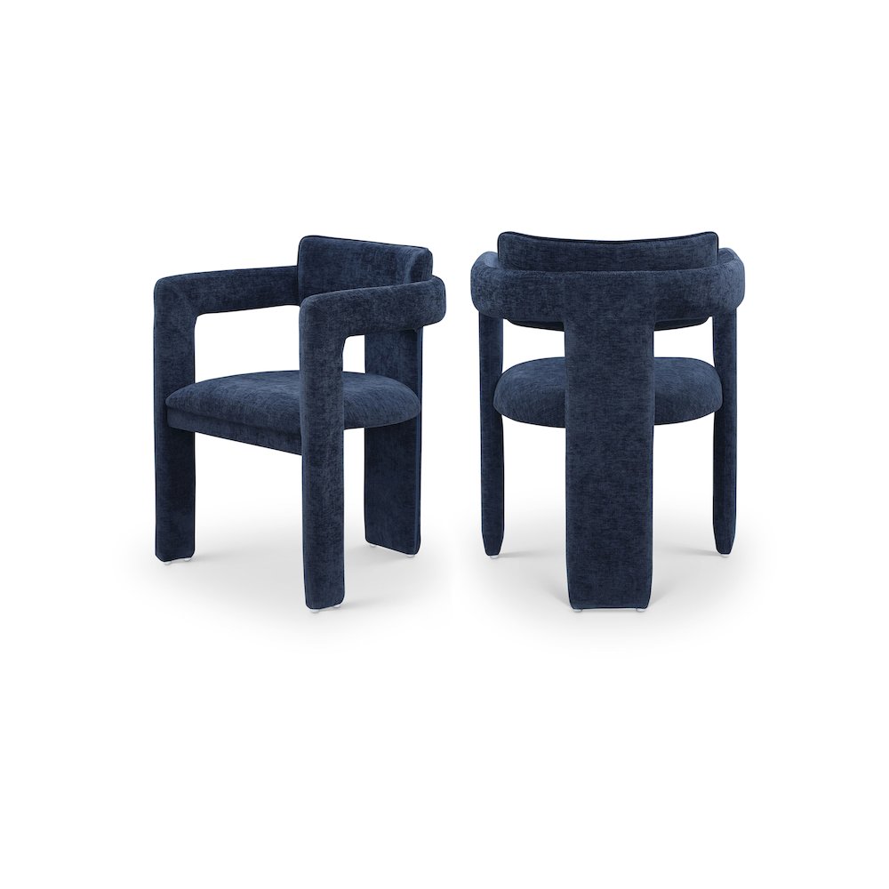 Brenda Navy Chenille Fabric Dining Chair, Set of 2