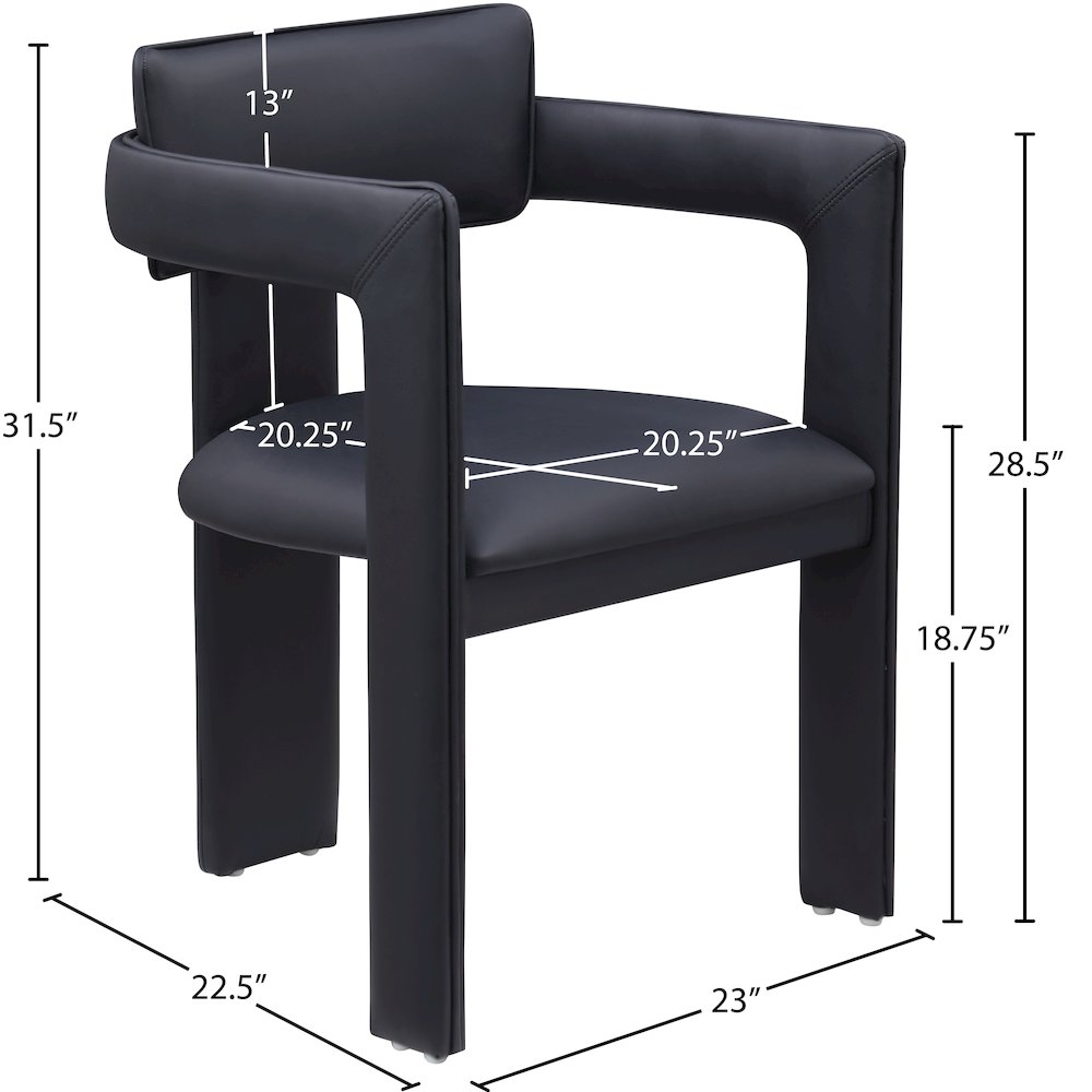 Brenda Black Vegan Leather Dining Chair, Set of 2