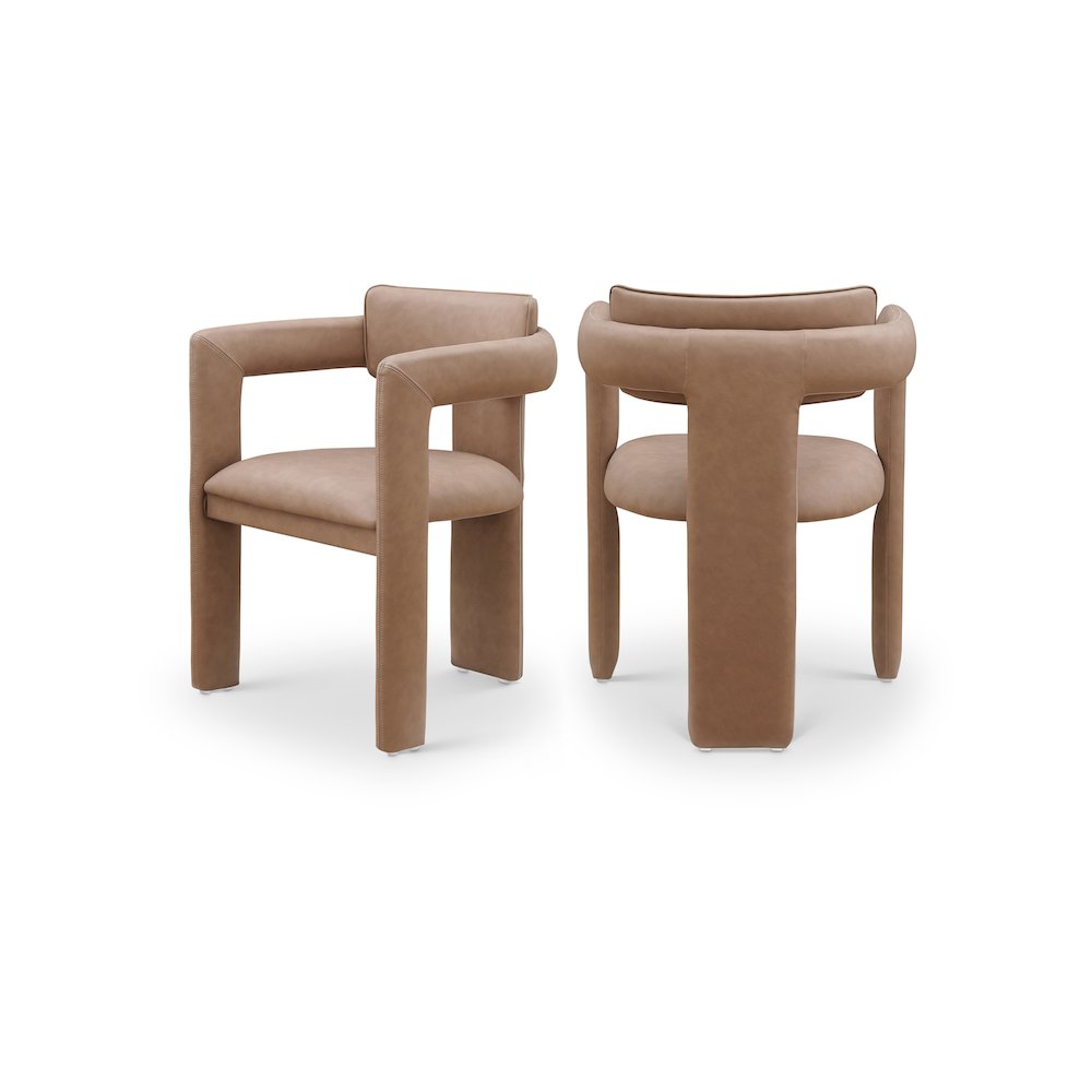 Brenda Brown Vegan Leather Dining Chair, Set of 2