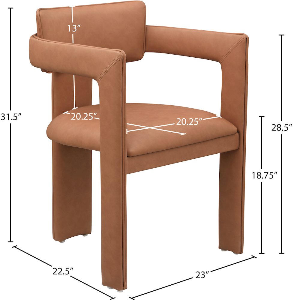 Brenda Cognac Vegan Leather Dining Chair, Set of 2