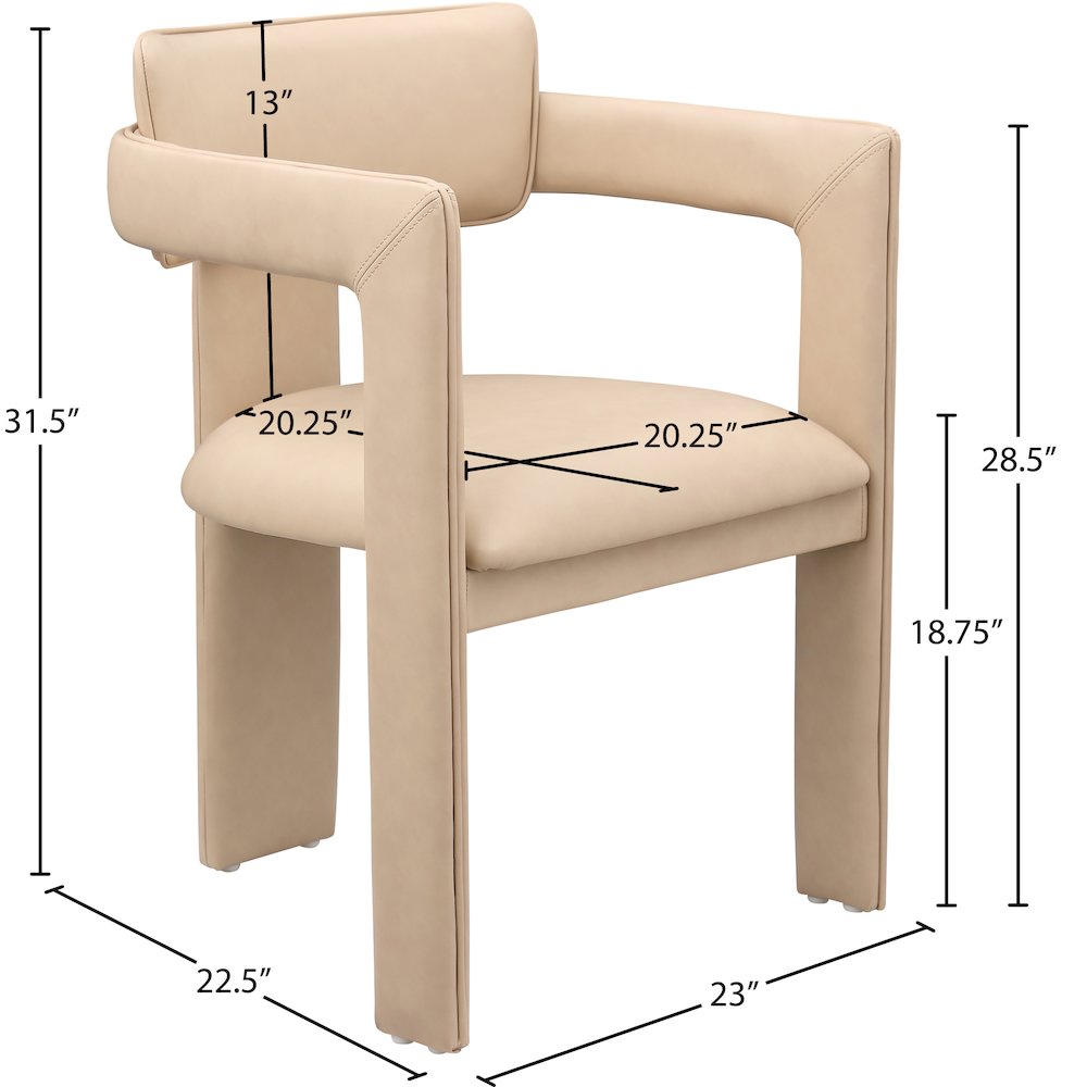 Brenda Tan Vegan Leather Dining Chair, Set of 2