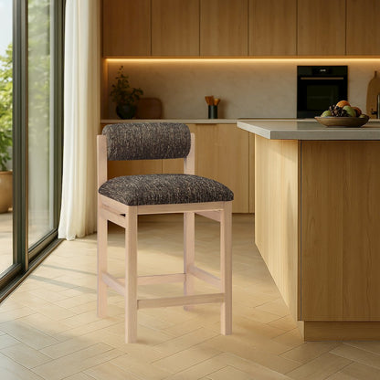 Roundhill Brown Linen Textured Fabric Upholstered Counter Stool