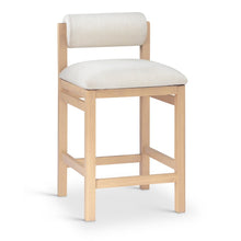 Roundhill Cream Linen Textured Fabric Upholstered Counter Stool