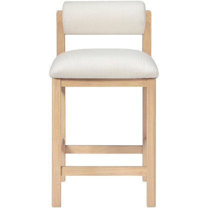 Roundhill Cream Linen Textured Fabric Upholstered Counter Stool