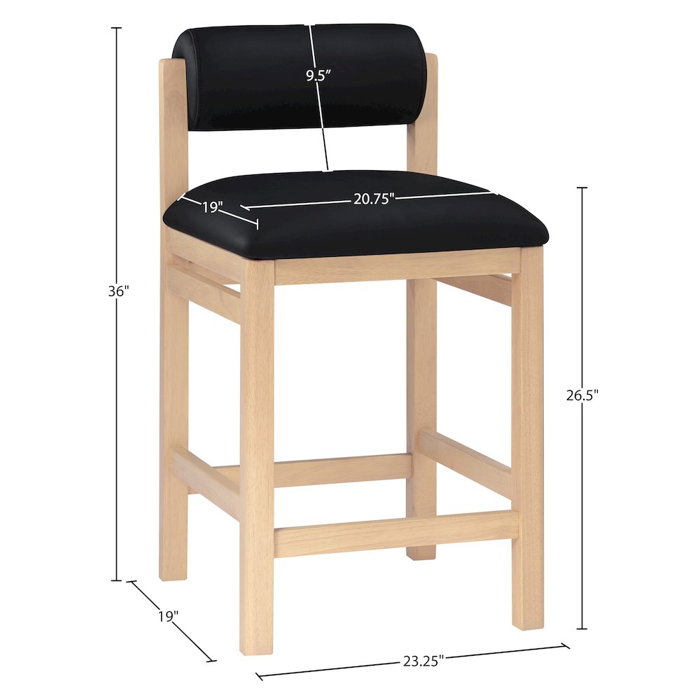 Roundhill Black Vegan Leather Upholstered Counter Stool