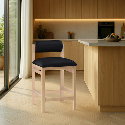 Roundhill Black Vegan Leather Upholstered Counter Stool