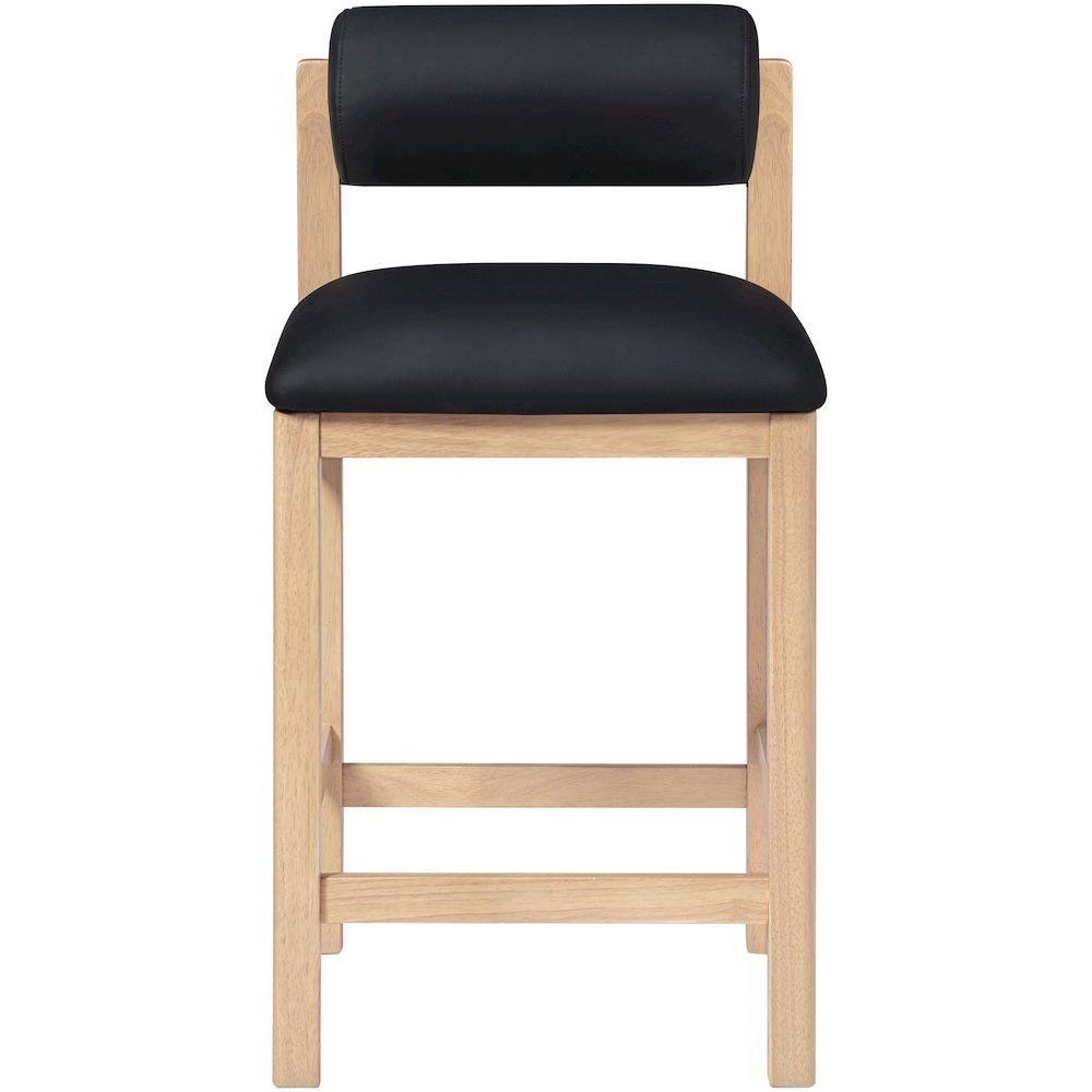 Roundhill Black Vegan Leather Upholstered Counter Stool