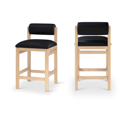 Roundhill Black Vegan Leather Upholstered Counter Stool