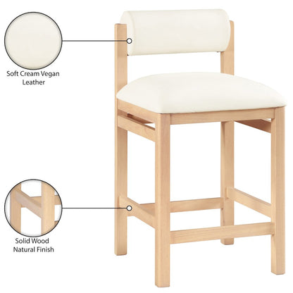 Roundhill Cream Vegan Leather Upholstered Counter Stool