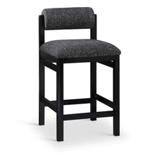 Roundhill Black Linen Textured Fabric Upholstered Counter Stool