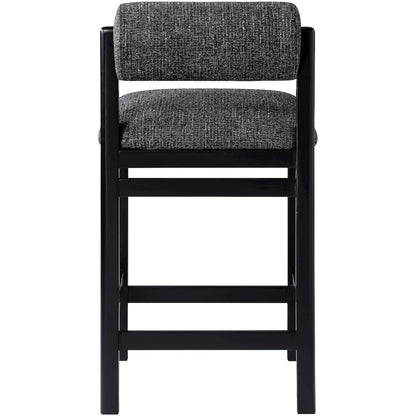 Roundhill Black Linen Textured Fabric Upholstered Counter Stool