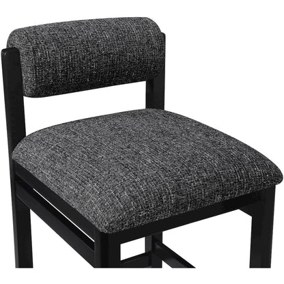 Roundhill Black Linen Textured Fabric Upholstered Counter Stool