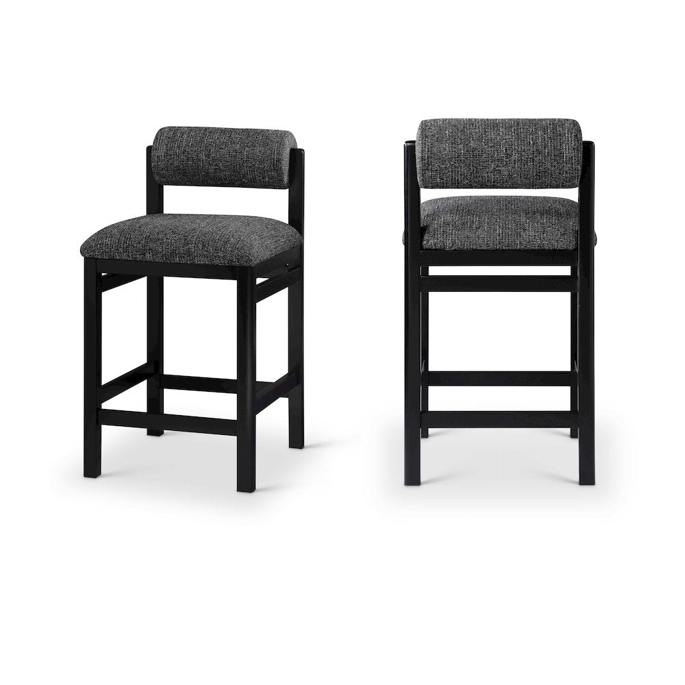 Roundhill Black Linen Textured Fabric Upholstered Counter Stool