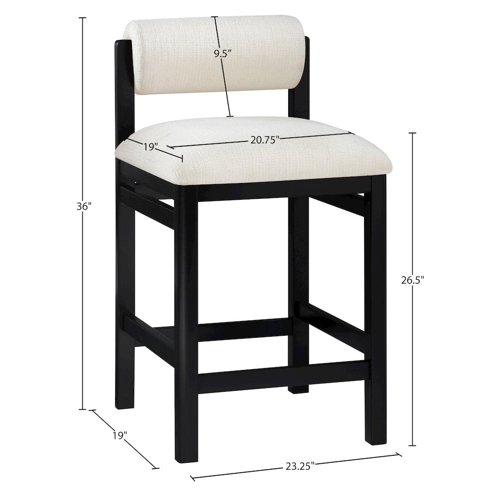 Roundhill Cream Linen Textured Fabric Upholstered Counter Stool