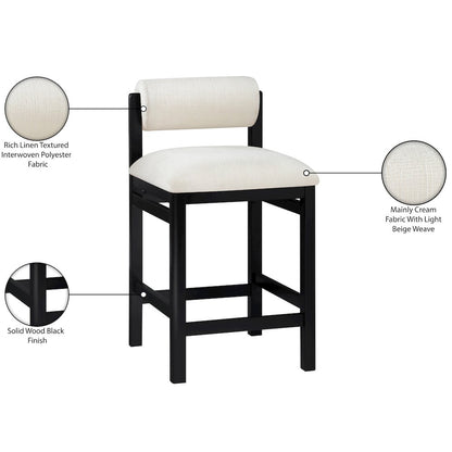 Roundhill Cream Linen Textured Fabric Upholstered Counter Stool
