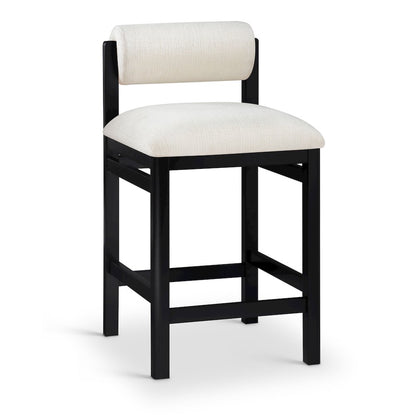 Roundhill Cream Linen Textured Fabric Upholstered Counter Stool
