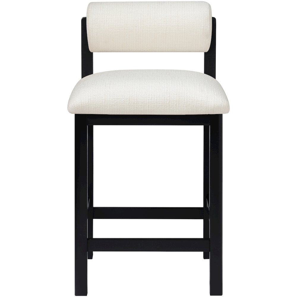 Roundhill Cream Linen Textured Fabric Upholstered Counter Stool