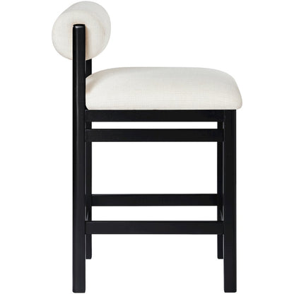 Roundhill Cream Linen Textured Fabric Upholstered Counter Stool