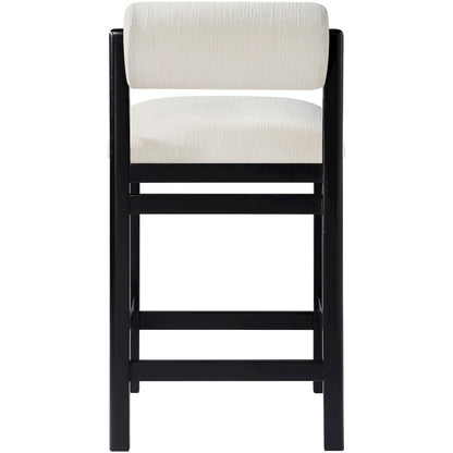 Roundhill Cream Linen Textured Fabric Upholstered Counter Stool