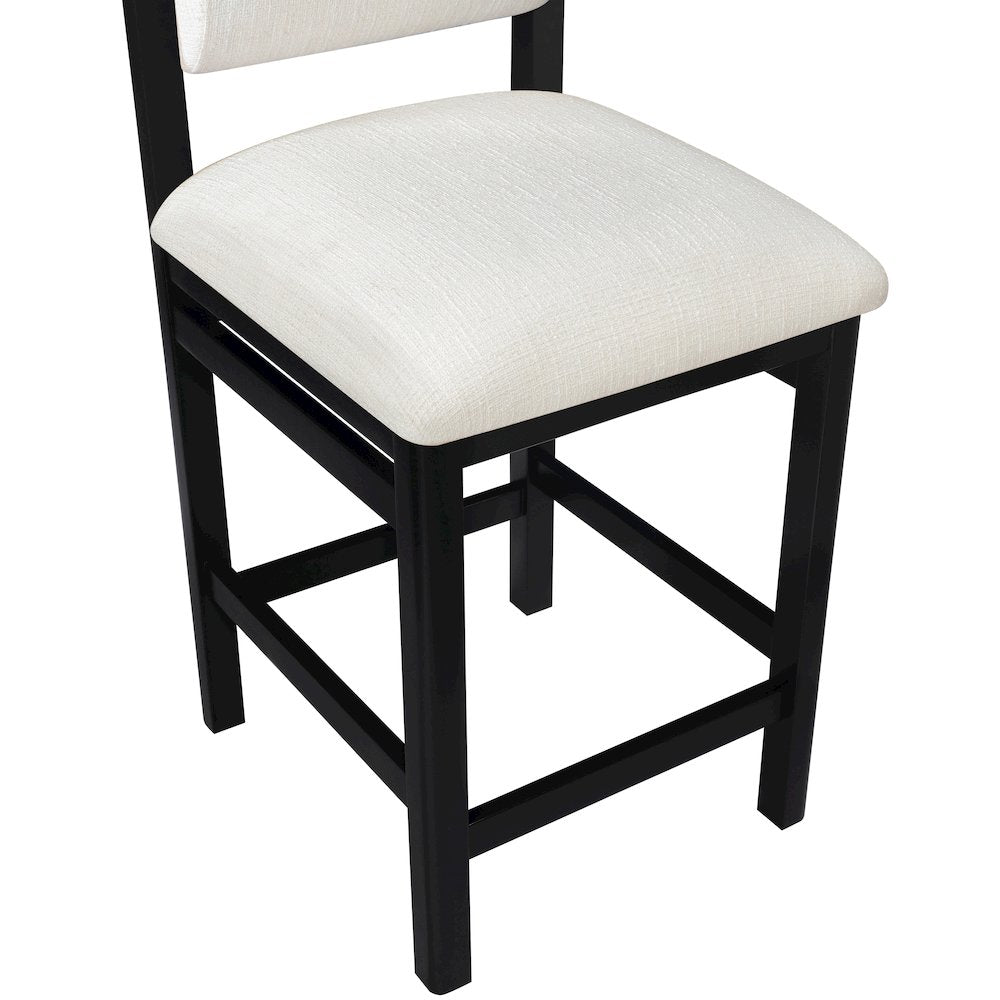 Roundhill Cream Linen Textured Fabric Upholstered Counter Stool