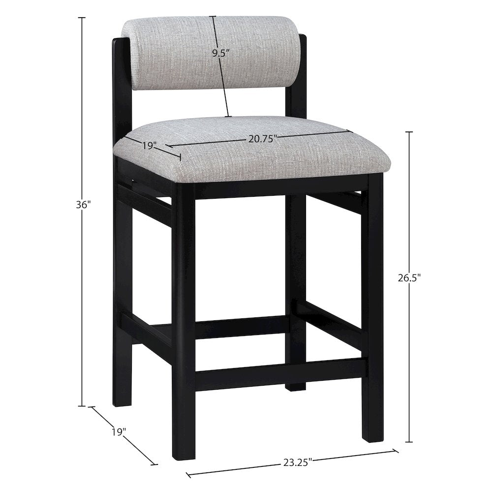 Roundhill Grey Linen Textured Fabric Upholstered Counter Stool