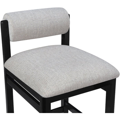 Roundhill Grey Linen Textured Fabric Upholstered Counter Stool