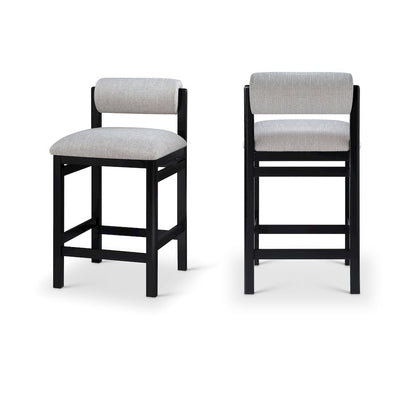 Roundhill Grey Linen Textured Fabric Upholstered Counter Stool