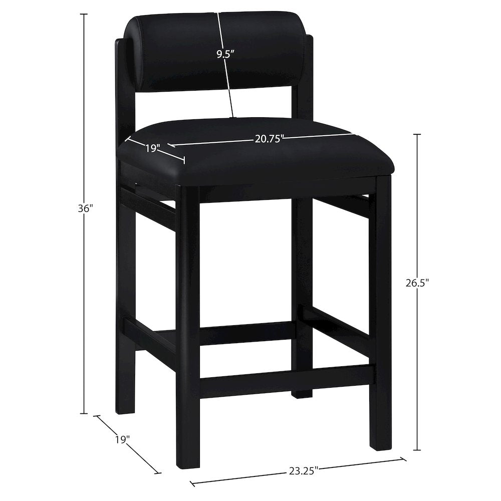 Roundhill Black Vegan Leather Upholstered Counter Stool