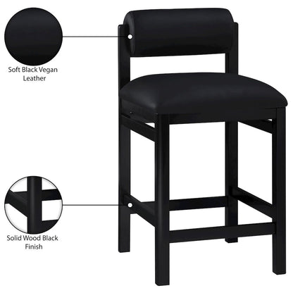 Roundhill Black Vegan Leather Upholstered Counter Stool