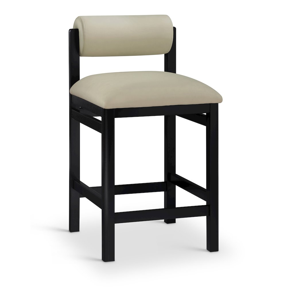 Roundhill Taupe Vegan Leather Upholstered Counter Stool