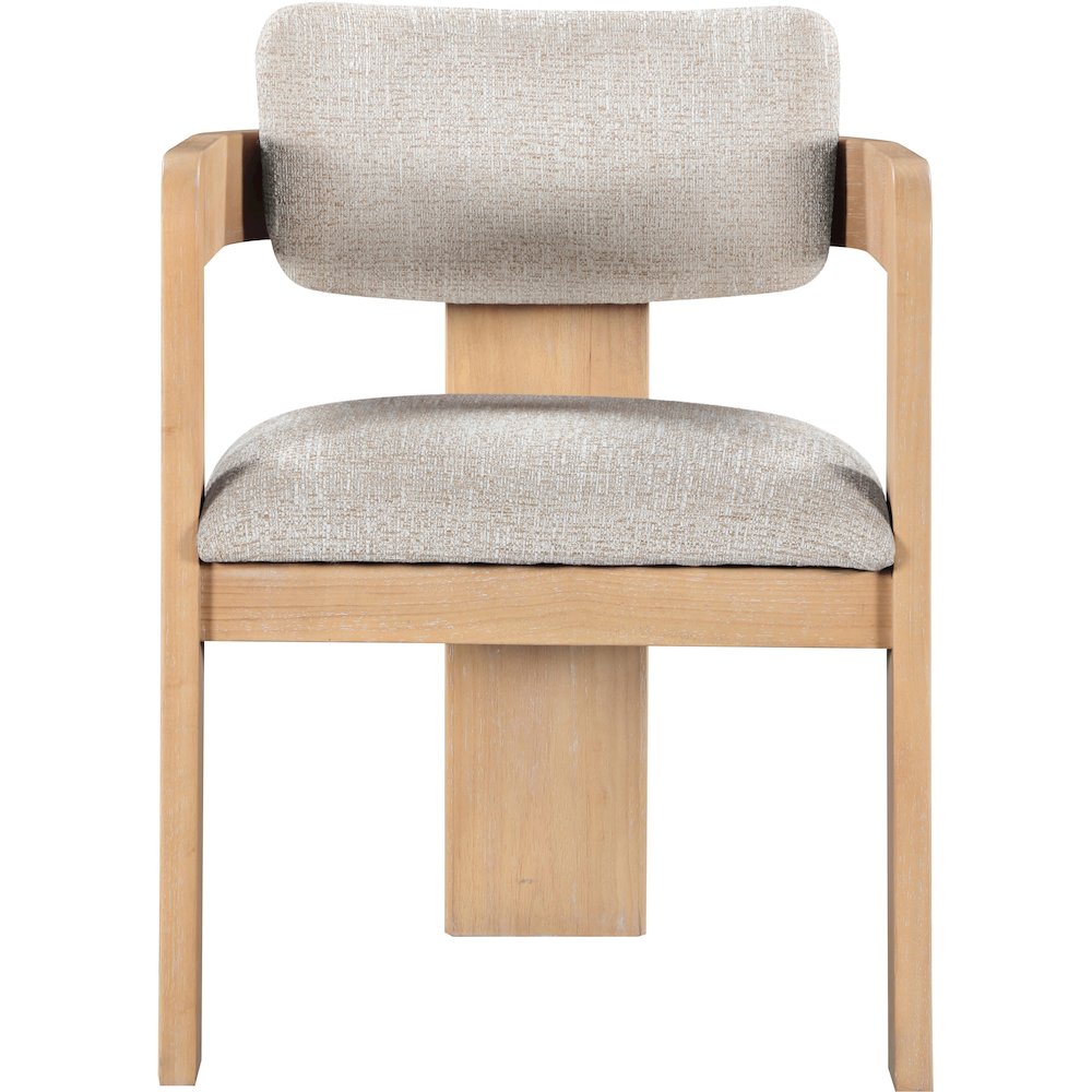 Sacha Beige Linen Textured Fabric Upholstered Dining Chair, Set of 2