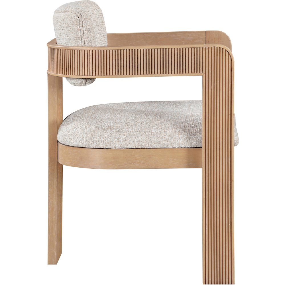 Sacha Beige Linen Textured Fabric Upholstered Dining Chair, Set of 2