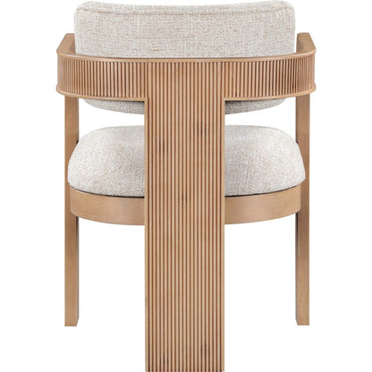 Sacha Beige Linen Textured Fabric Upholstered Dining Chair, Set of 2
