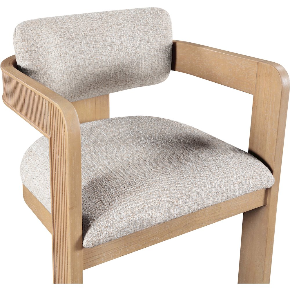 Sacha Beige Linen Textured Fabric Upholstered Dining Chair, Set of 2