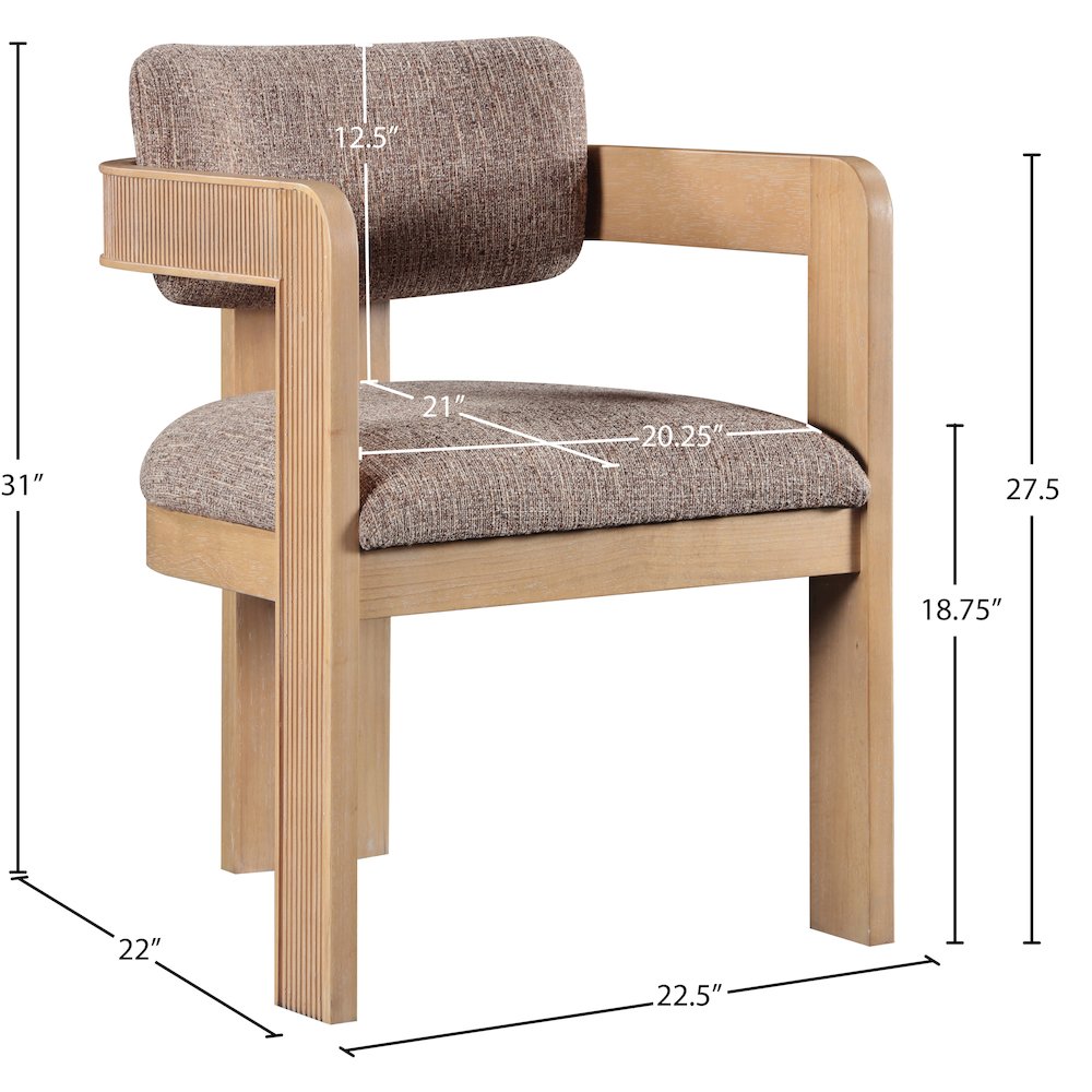 Sacha Brown Linen Textured Fabric Dining Chair, Set of 2