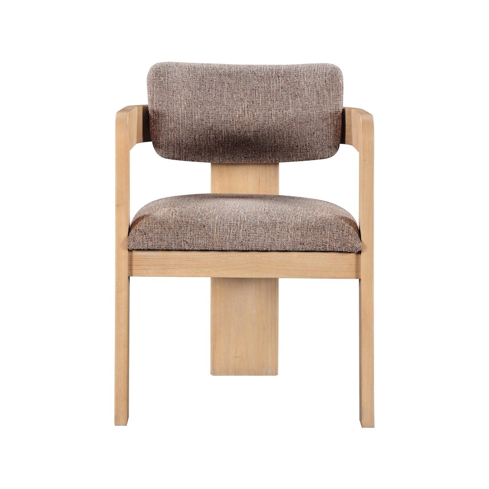 Sacha Brown Linen Textured Fabric Dining Chair, Set of 2