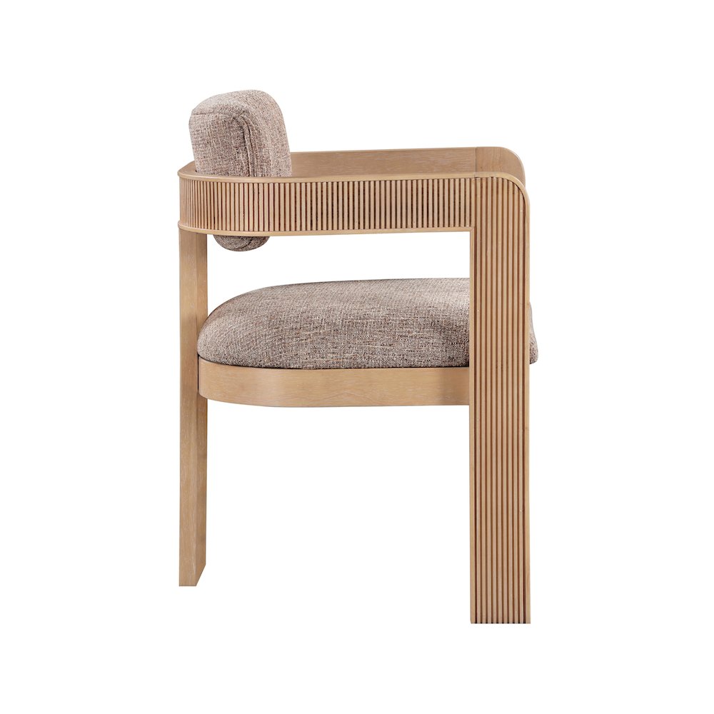 Sacha Brown Linen Textured Fabric Dining Chair, Set of 2